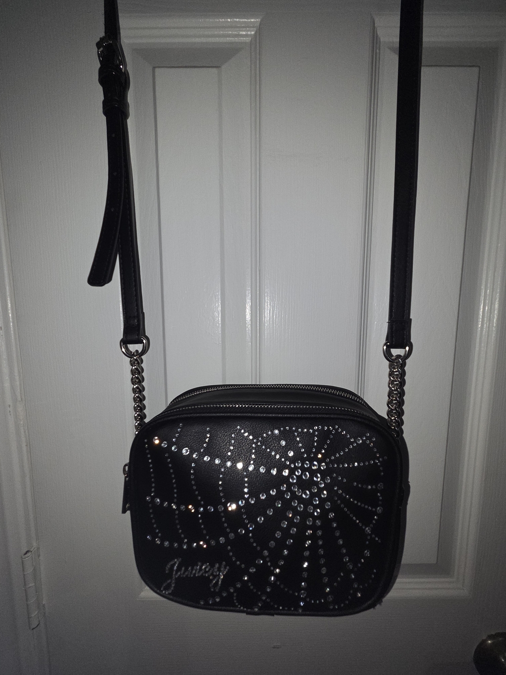 Juicy Couture Black Rhinestone Spiderweb Crossbody Bag. NWOT - Picture 3 of 13
